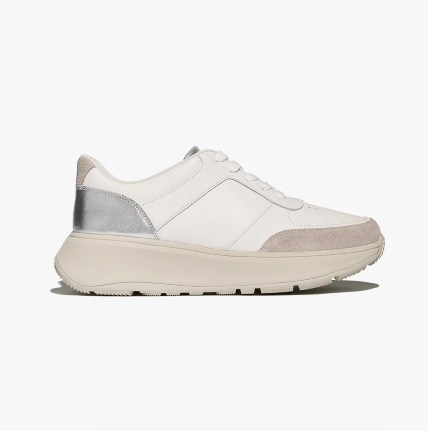 F-MODE LEATHER Womens Trainers Urban White/Silver