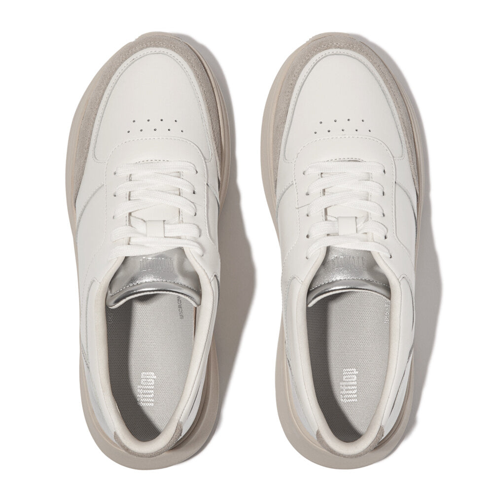 F-MODE LEATHER Womens Trainers Urban White/Silver