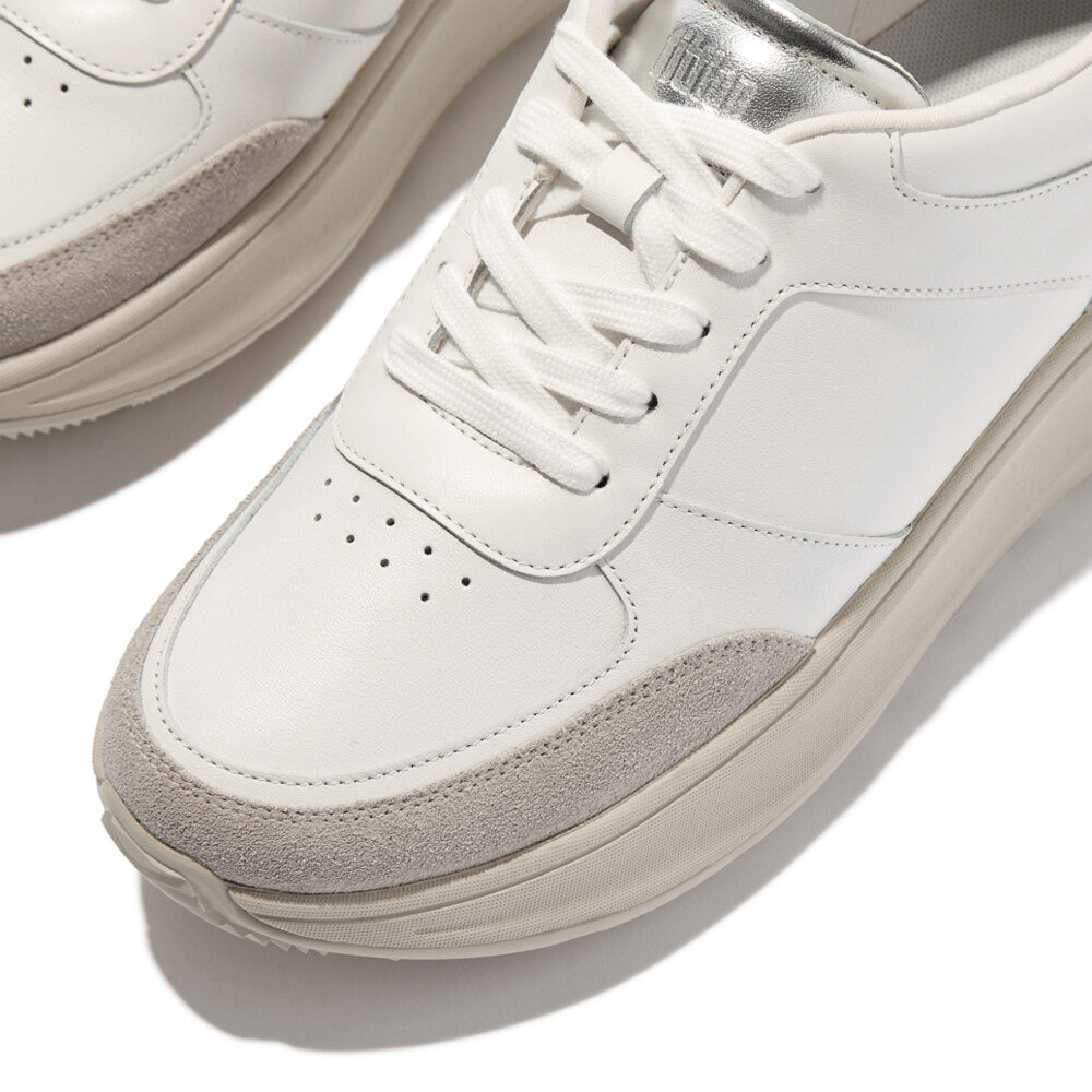 F-MODE LEATHER Womens Trainers Urban White/Silver