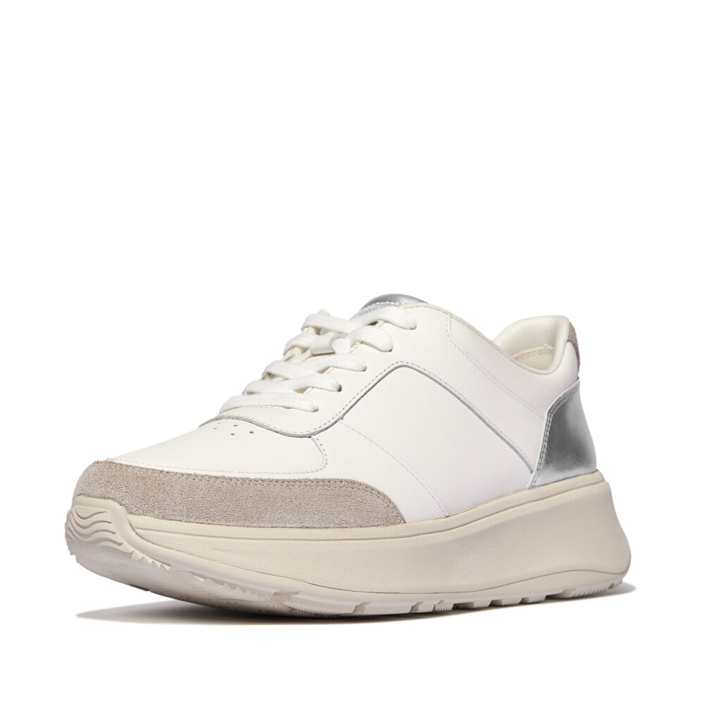 F-MODE LEATHER Womens Trainers Urban White/Silver