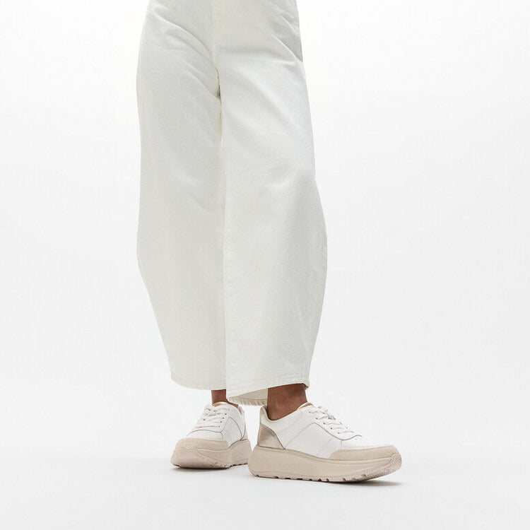 F-MODE LEATHER Womens Trainers Urban White/Platino