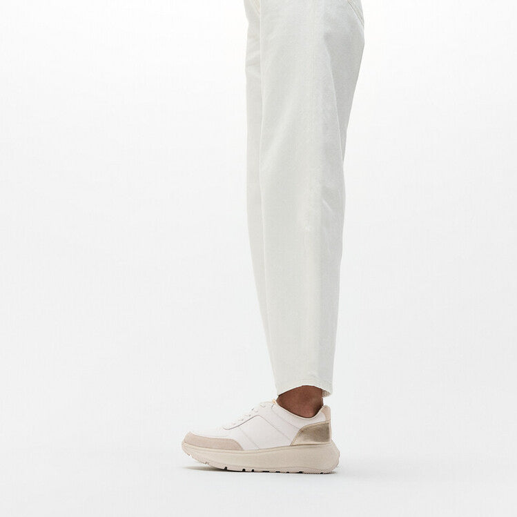 F-MODE LEATHER Womens Trainers Urban White/Platino
