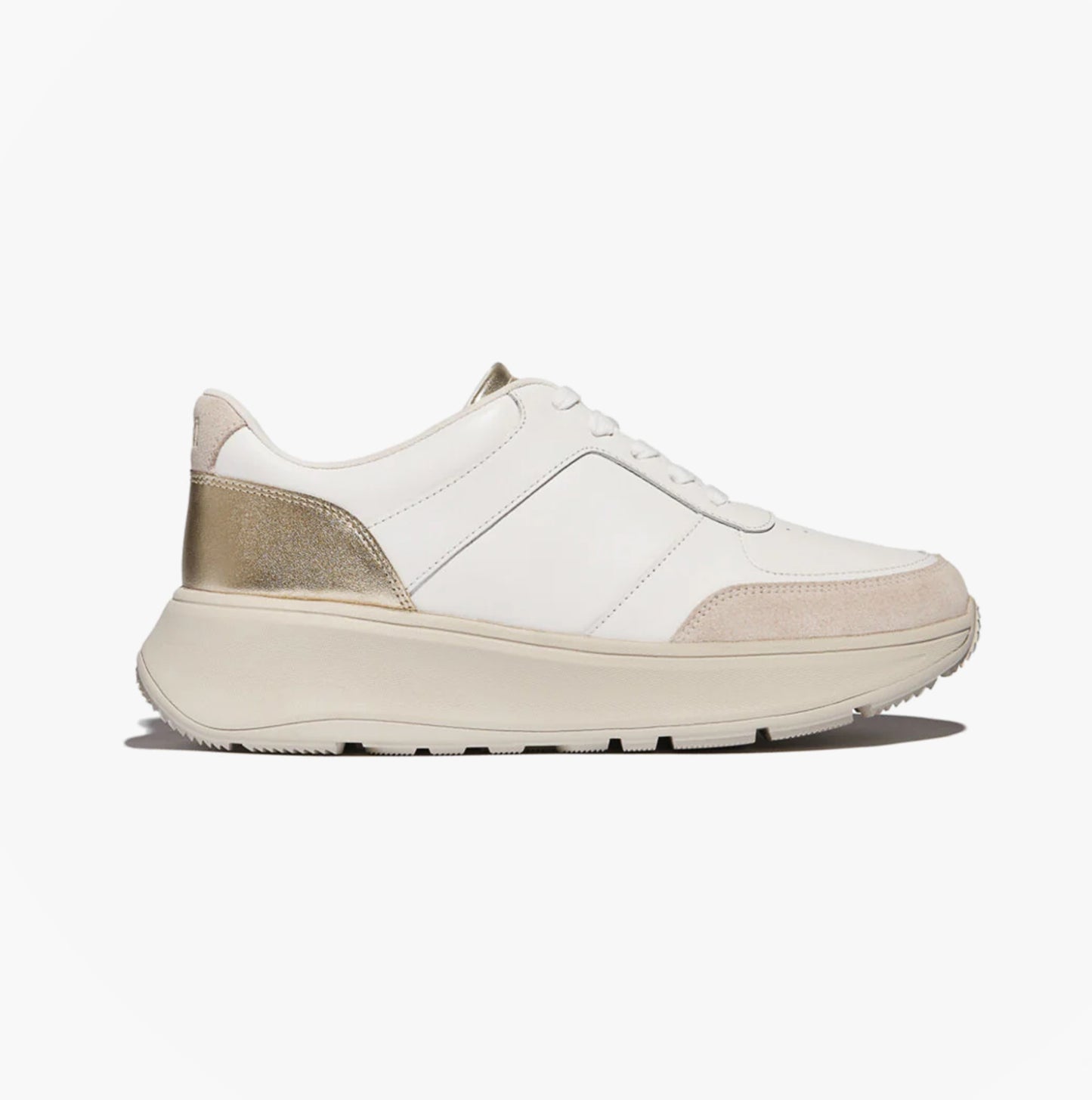 F-MODE LEATHER Womens Trainers Urban White/Platino