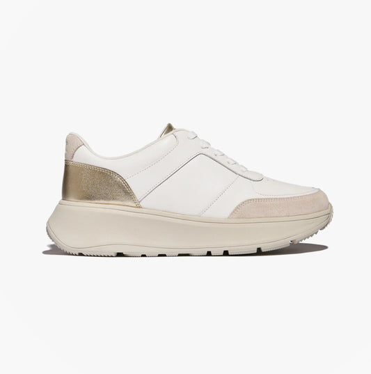 F-MODE LEATHER Womens Trainers Urban White/Platino