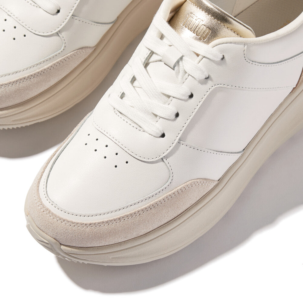 F-MODE LEATHER Womens Trainers Urban White/Platino