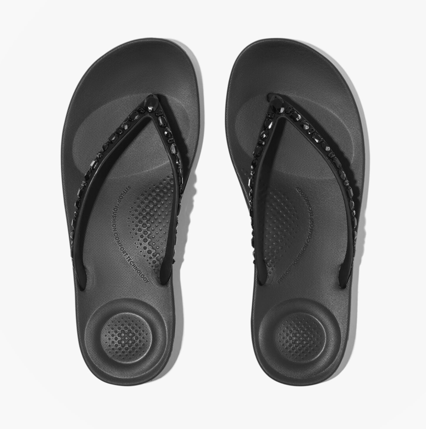 FitFlop IQUSHION MULTI Womens Toe-Post Sandals All Black