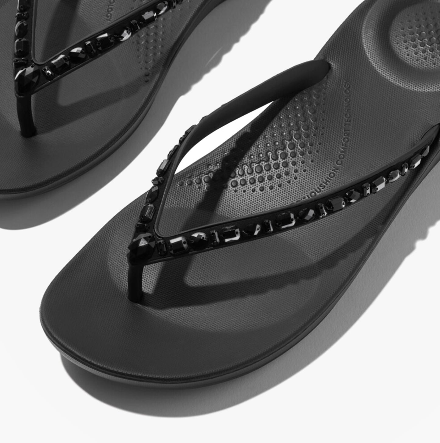 FitFlop IQUSHION MULTI Womens Toe-Post Sandals All Black