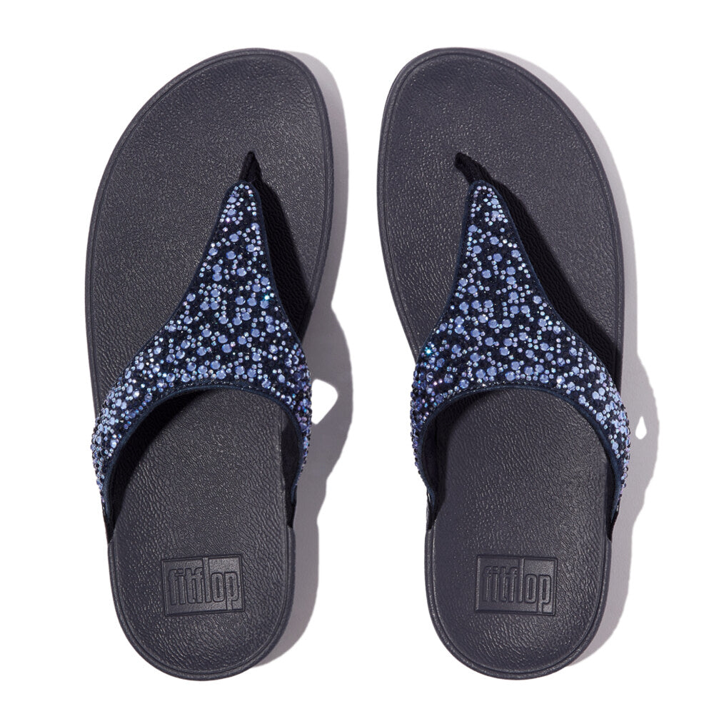 LULU CRYSTAL-MIX Womens Toe Post Sandals Midnight Navy