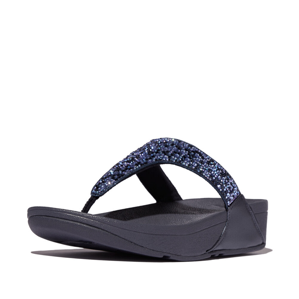 LULU CRYSTAL-MIX Womens Toe Post Sandals Midnight Navy
