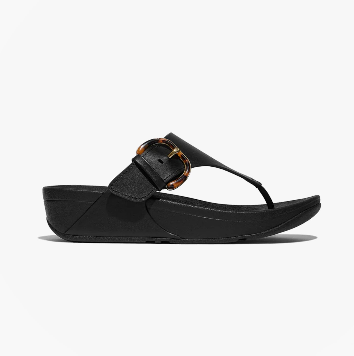 LULU RESIN-BUCKLE Womens Toe Post Sandals All Black