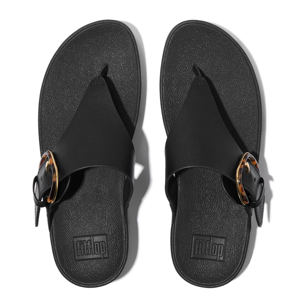 LULU RESIN-BUCKLE Womens Toe Post Sandals All Black