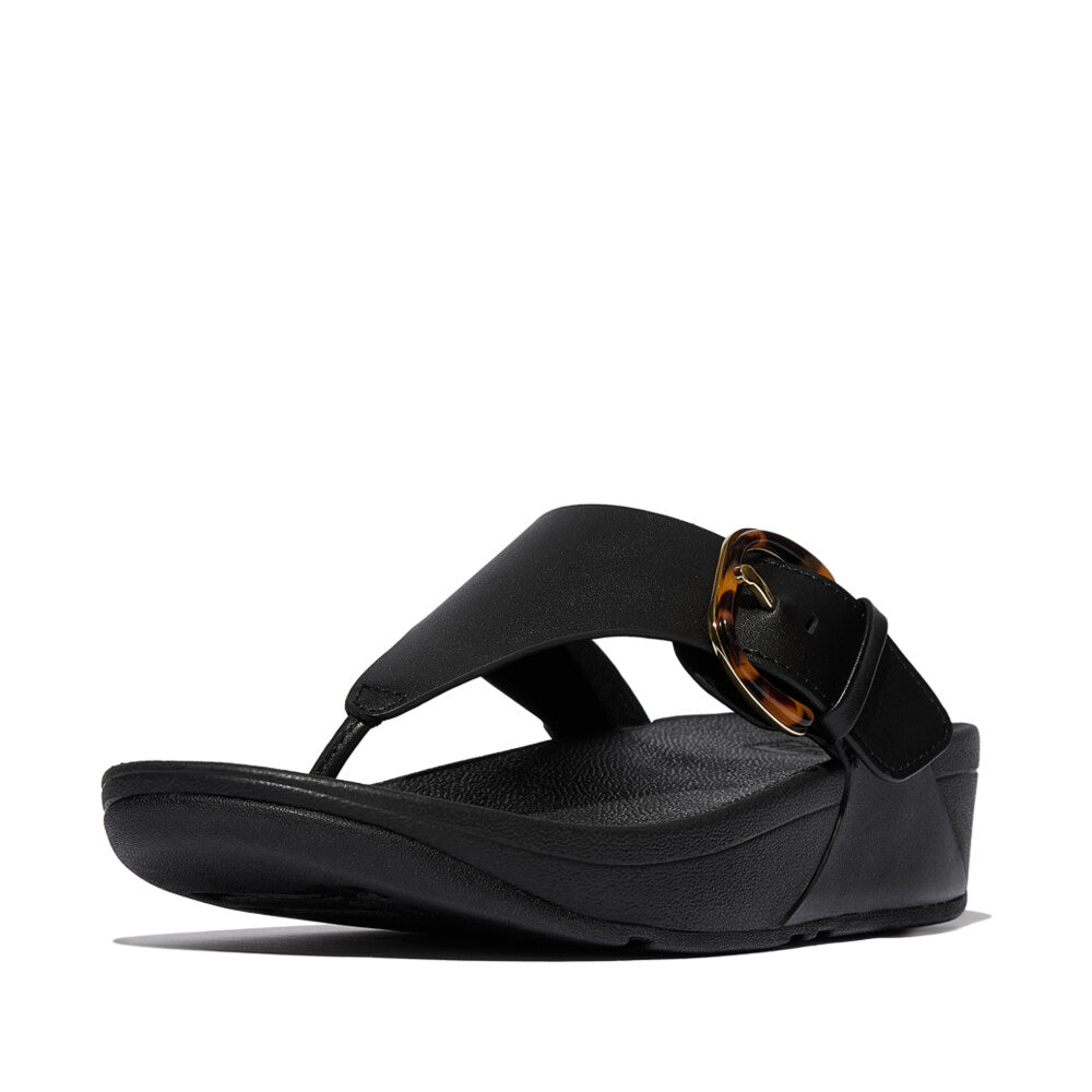 LULU RESIN-BUCKLE Womens Toe Post Sandals All Black