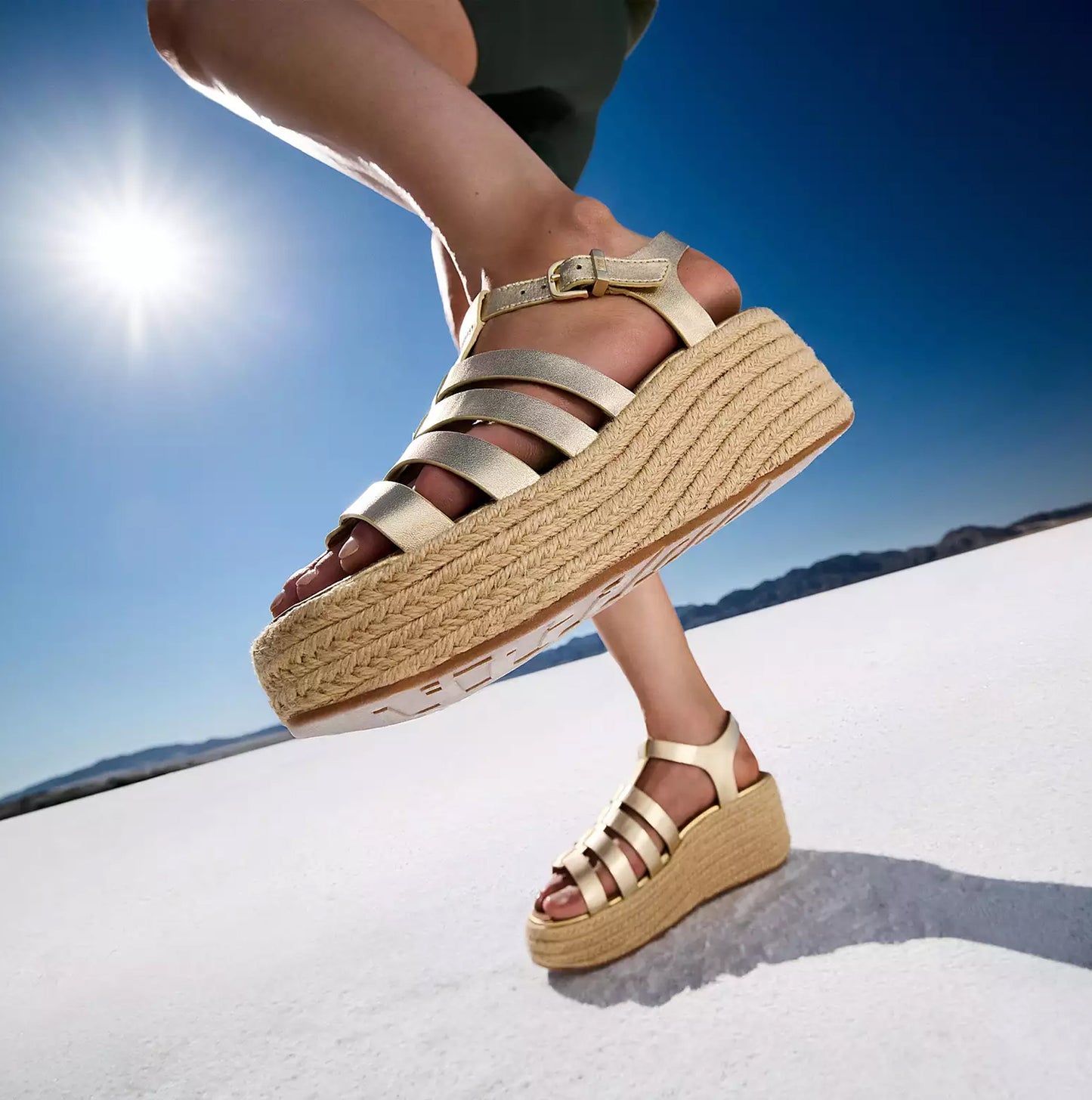PLATFFORMS ESPADRILLE Womens Wedge Sandals Platino
