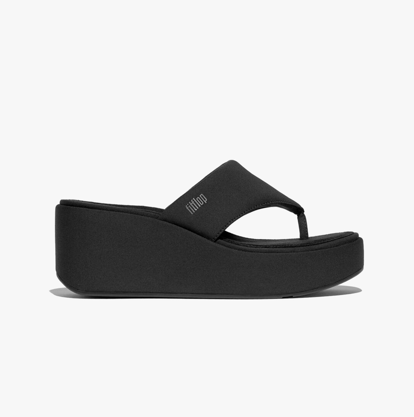 PLATFFORMS WEDGE Womens Toe Post Sandals All Black