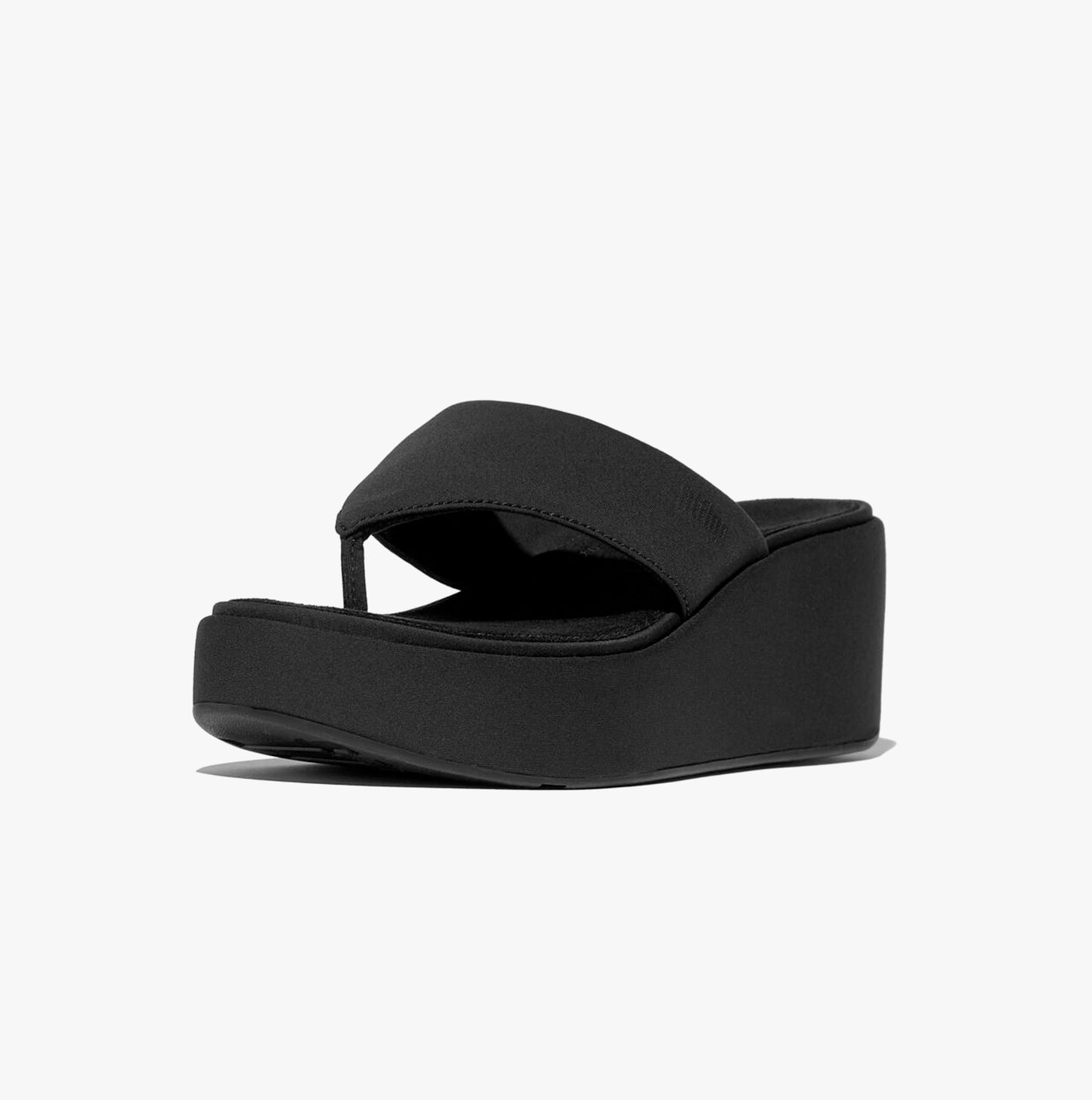 PLATFFORMS WEDGE Womens Toe Post Sandals All Black