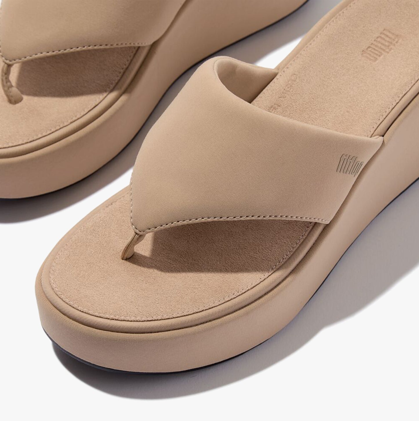 PLATFFORMS WEDGE Womens Toe Post Sandals Classic Beige