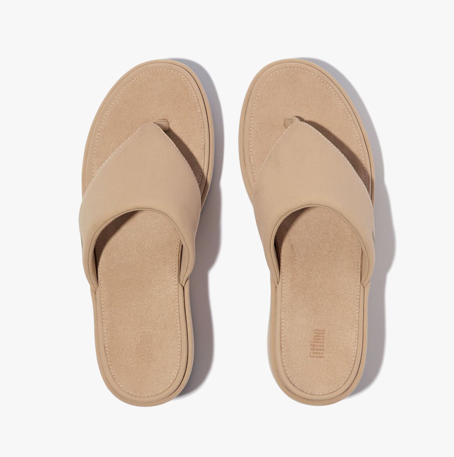 PLATFFORMS WEDGE Womens Toe Post Sandals Classic Beige