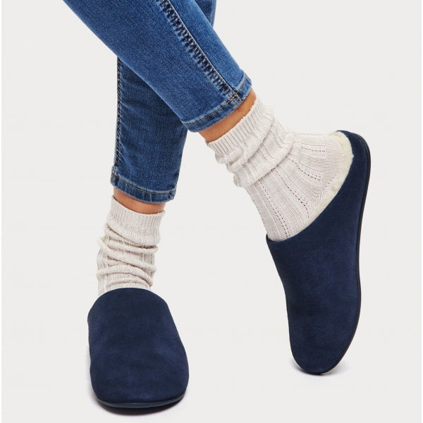 CHRISSIE SHEARLING Womens Slippers Midnight Navy