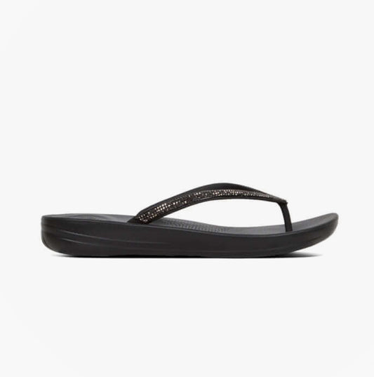 IQUSHION SPARKLE Womens Flip Flops Black
