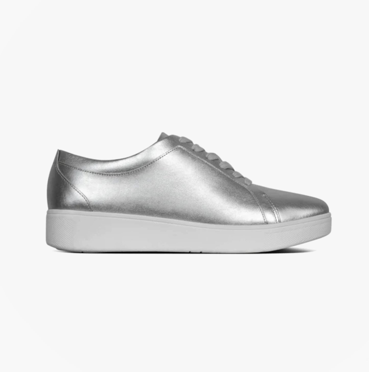 RALLY Womens Leather Trainers Silver