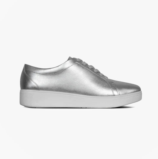 RALLY Womens Leather Trainers Silver