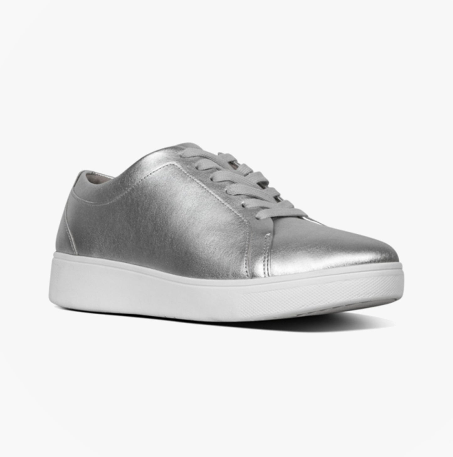 RALLY Womens Leather Trainers Silver