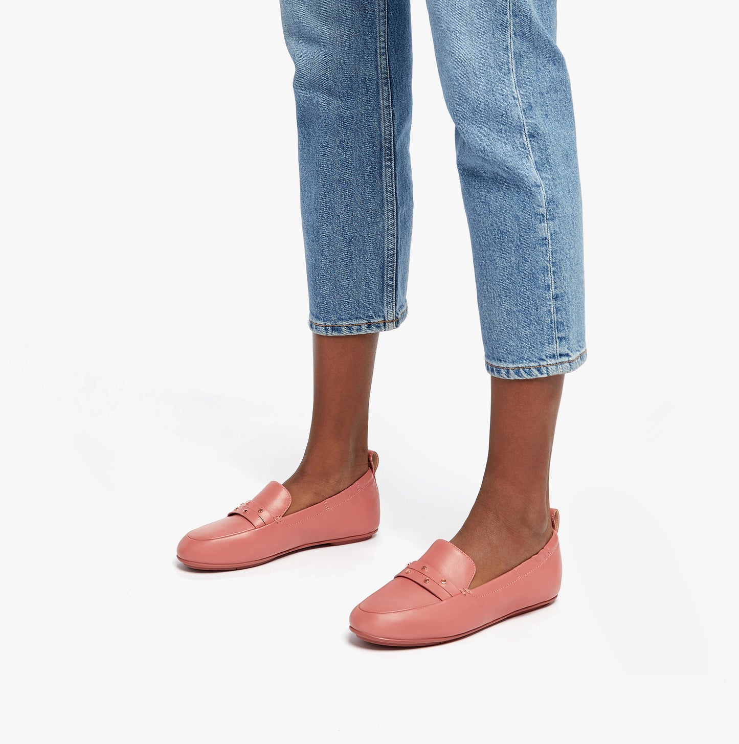 EN2-955 ALLEGRO STUDDED LEATHER Womens Loafers Warm Rose