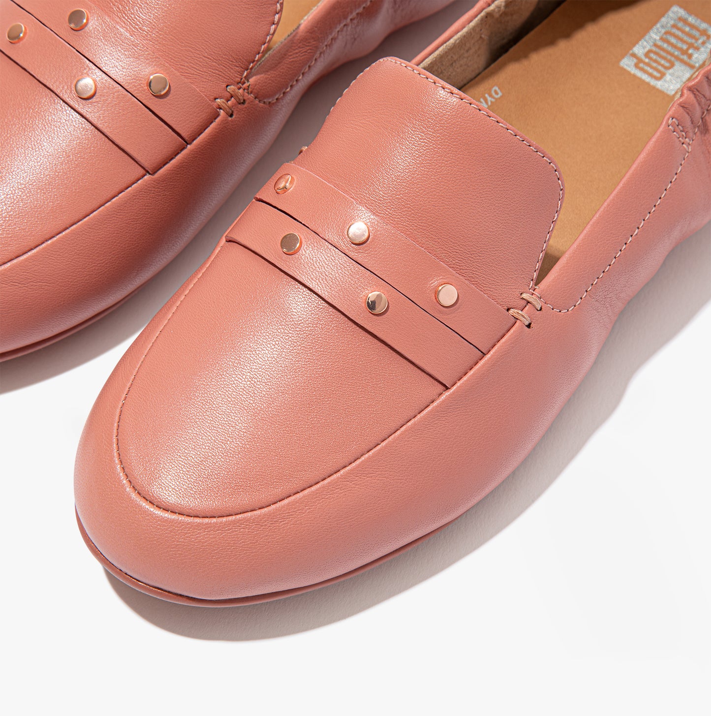 EN2-955 ALLEGRO STUDDED LEATHER Womens Loafers Warm Rose