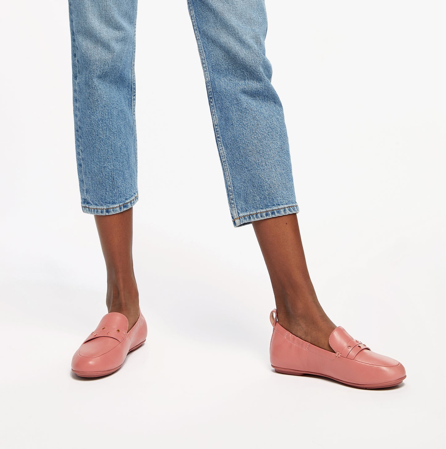 EN2-955 ALLEGRO STUDDED LEATHER Womens Loafers Warm Rose
