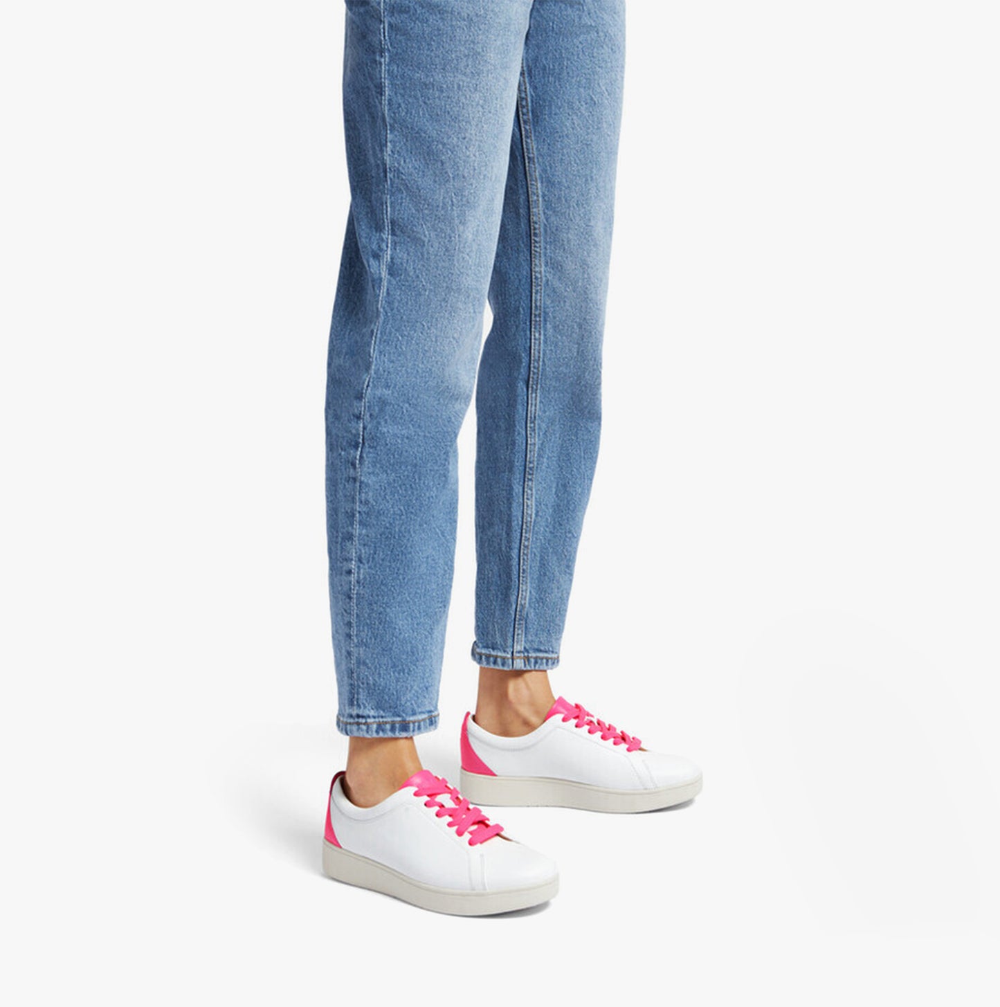 FitFlop RALLY NEON-POP Womens Trainers Urban White/Pop Pink