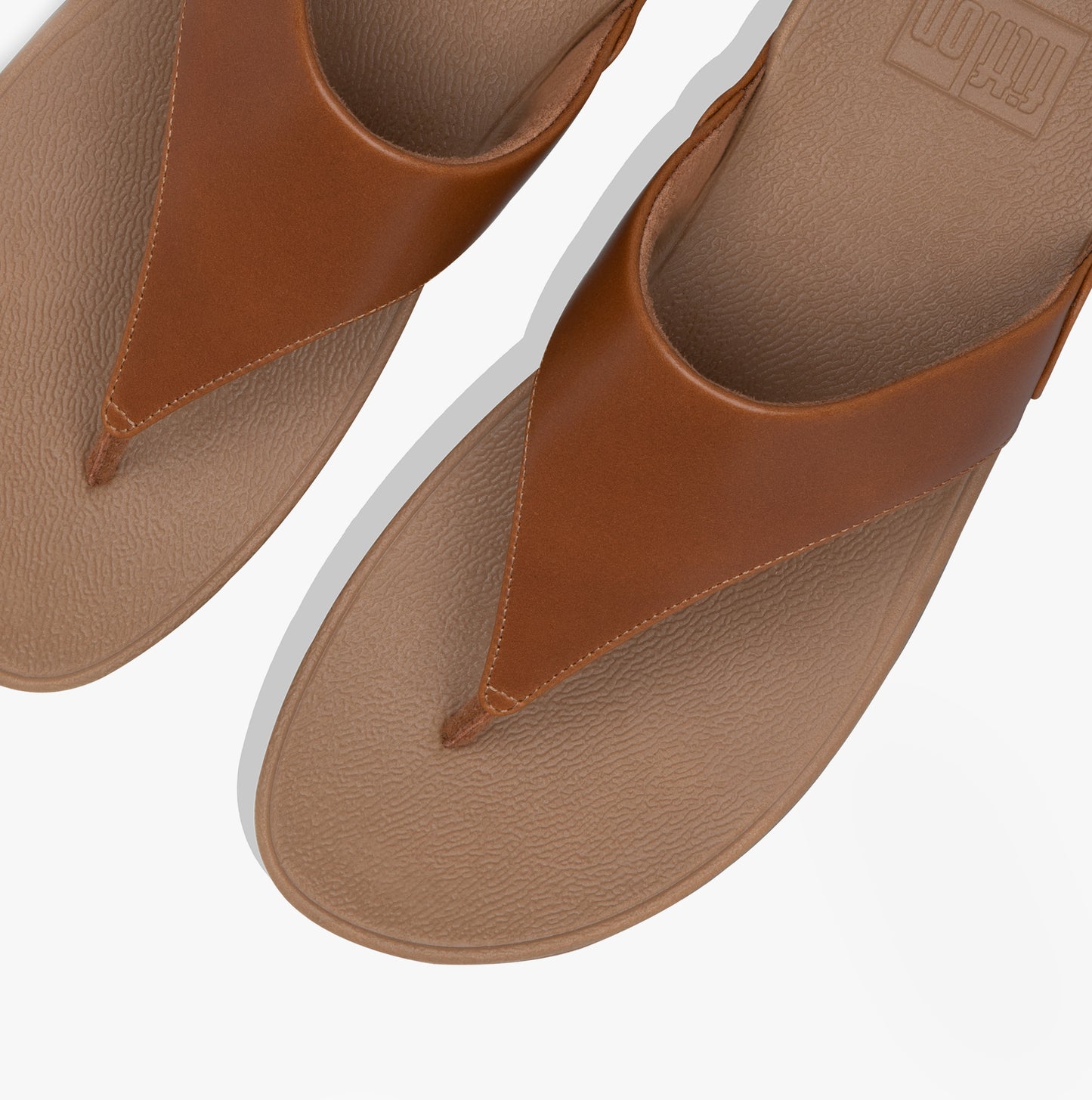 LULU Womens Leather Toe Post Sandals Light Tan