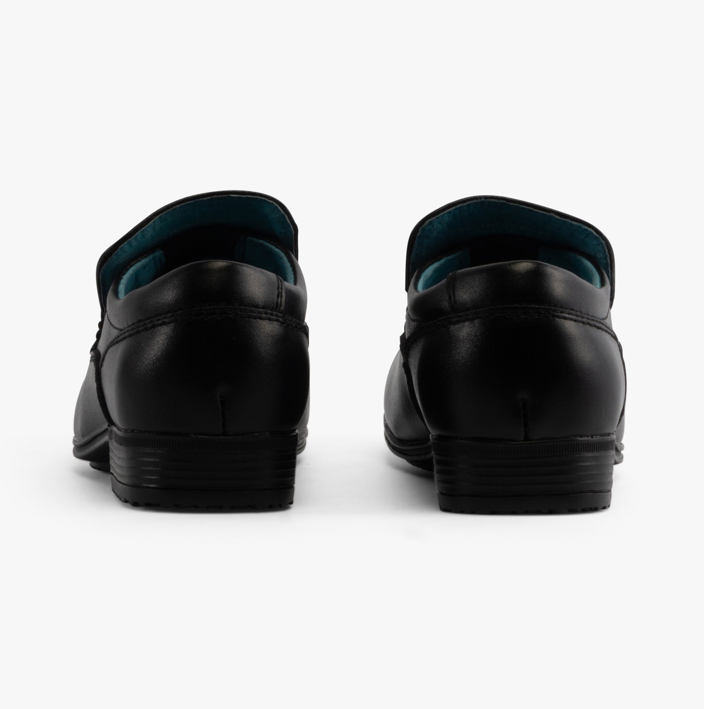 Front BELMONT Boys Leather Tramline Loafers Black