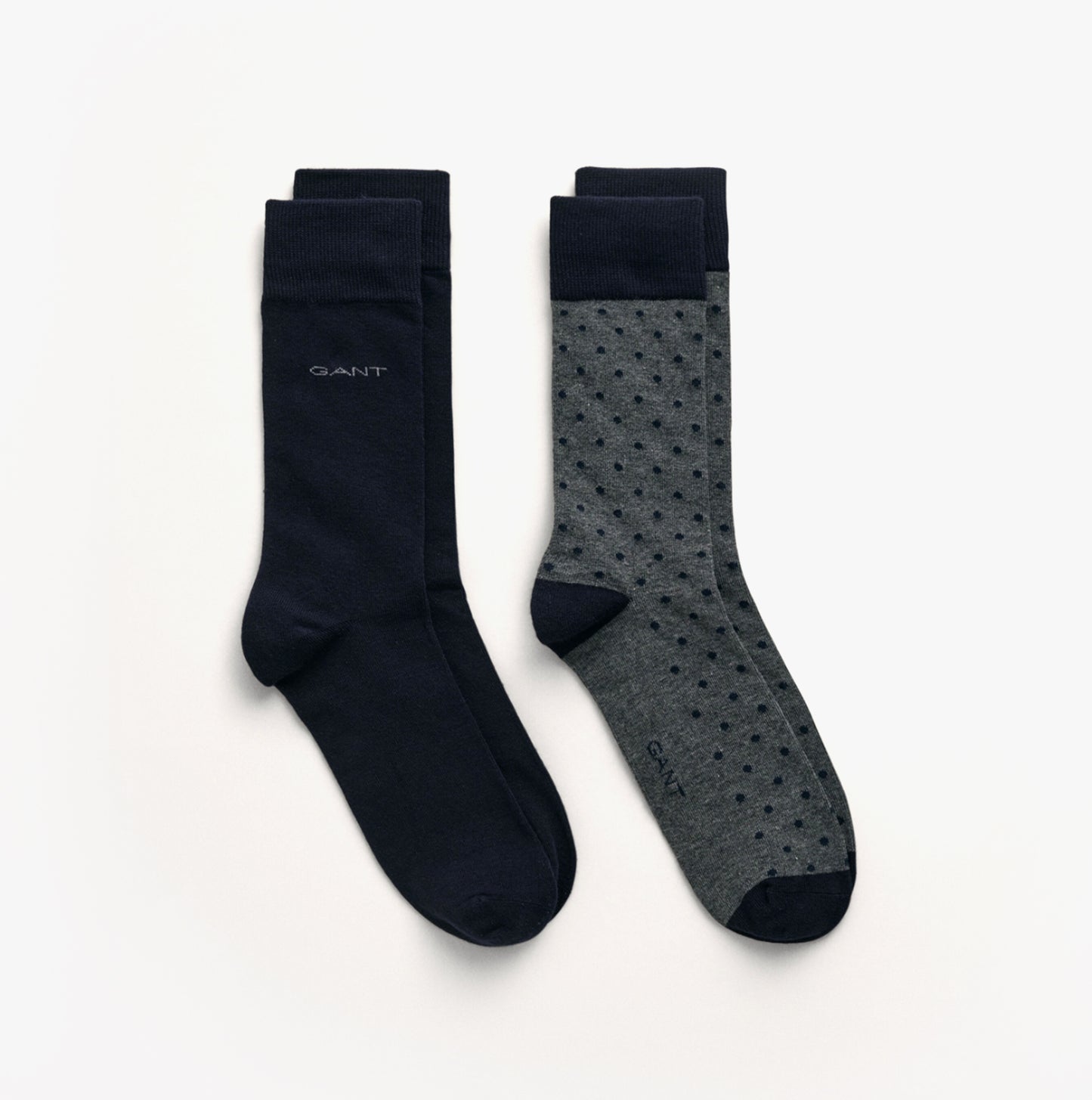 DOT AND SOLID SOCKS 2-Pack Mens Charcoal Melange