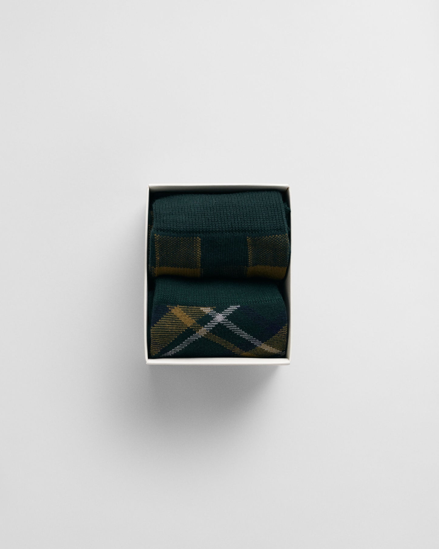 GANT CHECK SOCKS 2-Pack GIFT BOX Mens Tartan Green