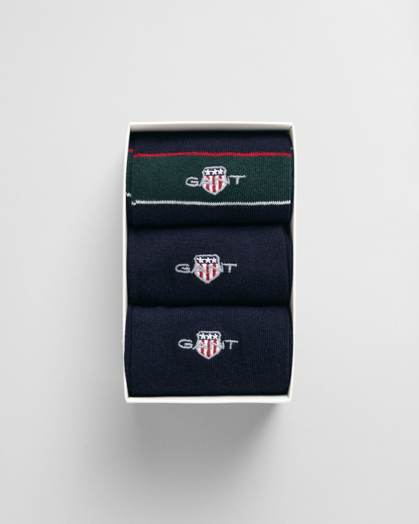 GANT SHIELD TIE STRIPE SOCKS 3-Pack Mens Tartan Green