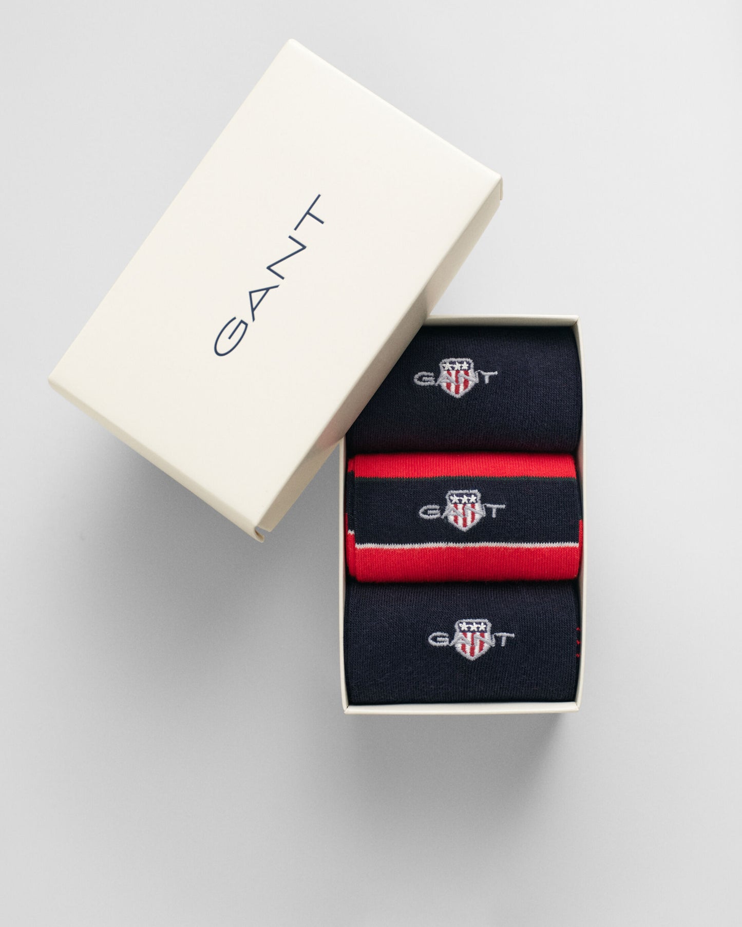 GANT SHIELD TIE STRIPE SOCKS 3-Pack Mens Bright Red