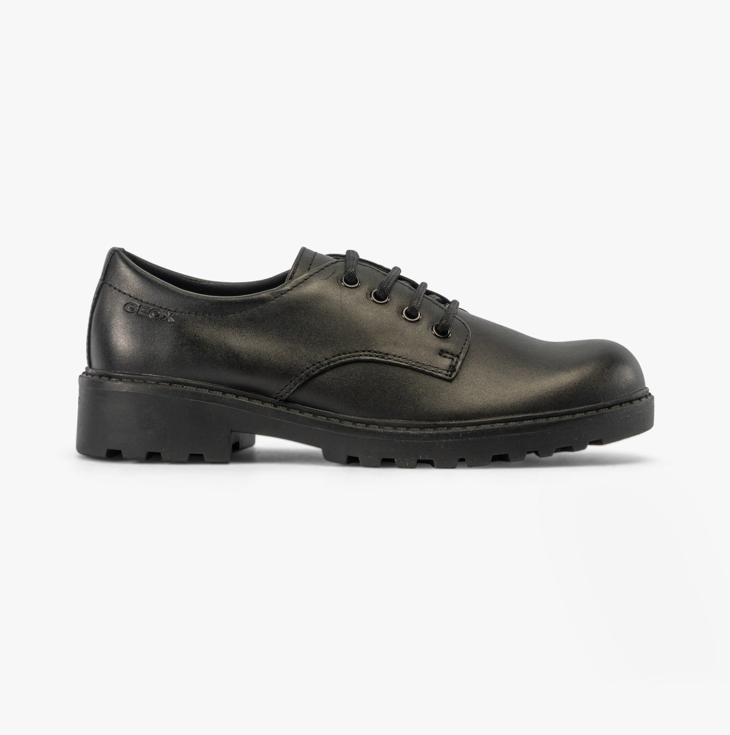 CASEY G C Girls Leather Lace Up School Shoes Black