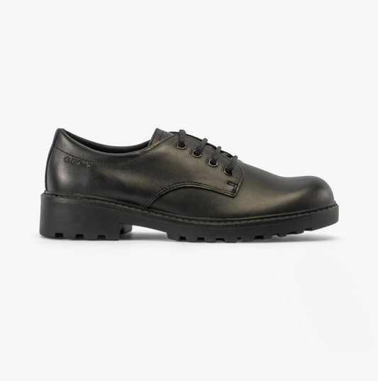 CASEY G C Girls Leather Lace Up School Shoes Black