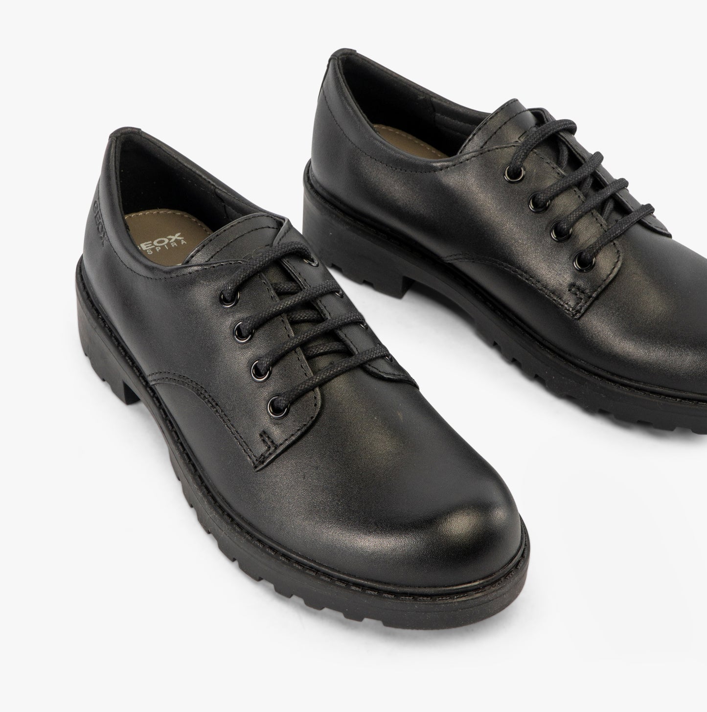 CASEY G C Girls Leather Lace Up School Shoes Black