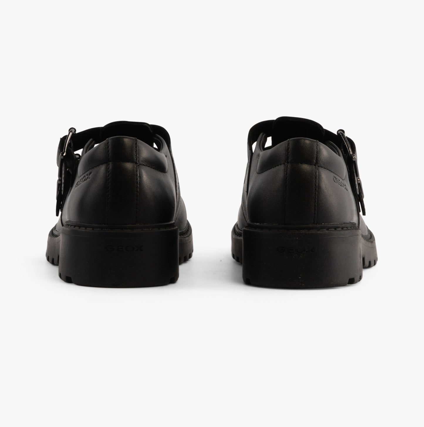 CASEY D Girls Leather Buckle School Shoes Black