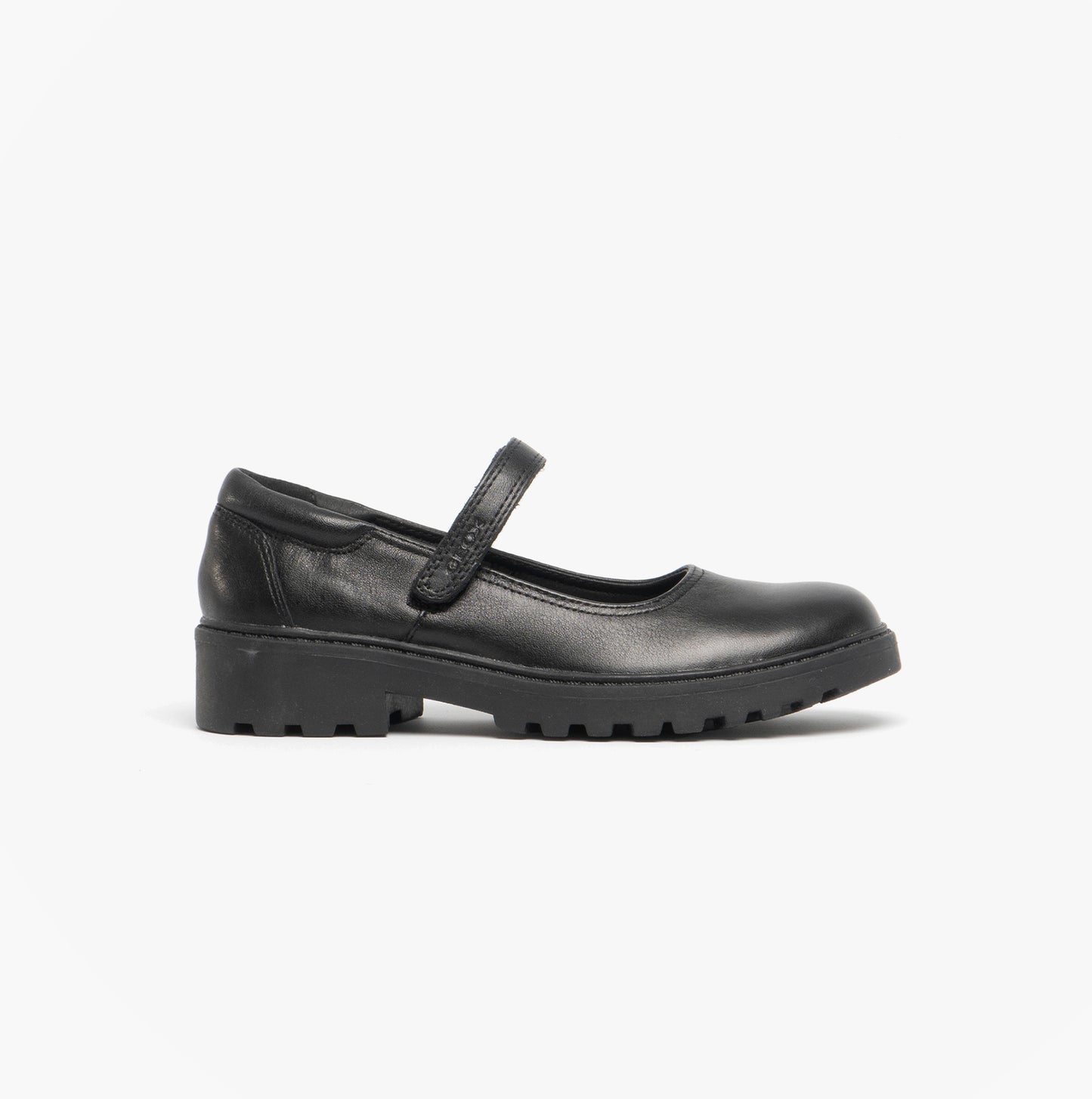 JR CASEY Girls Matte Black Leather School Shoes