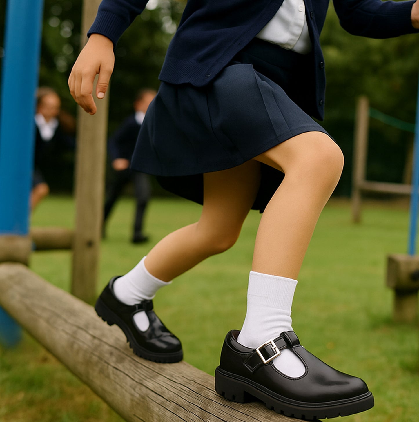 CASEY Girls Matte Black School Shoes