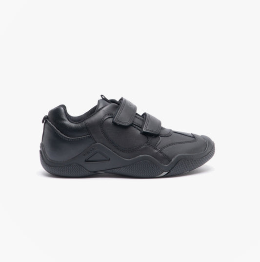WADER Boys Leather Touch Fasten School Shoes Black