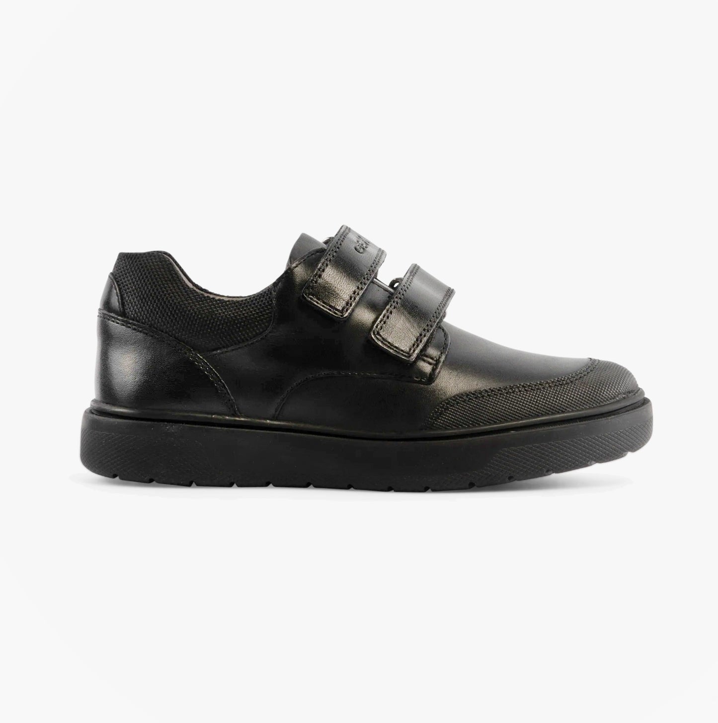 J RIDDOCK Boys Leather Touch Fasten School Shoes Black