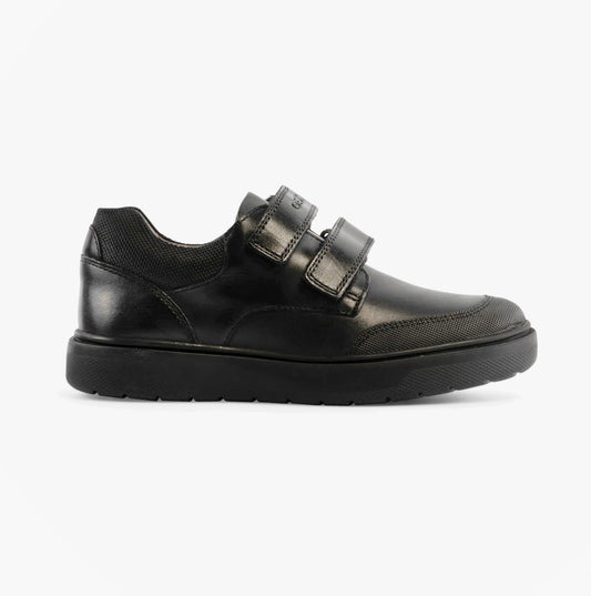 J RIDDOCK Boys Leather Touch Fasten School Shoes Black