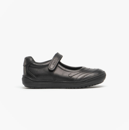 HADRIEL I Girls Leather Touch Fasten School Shoes Black