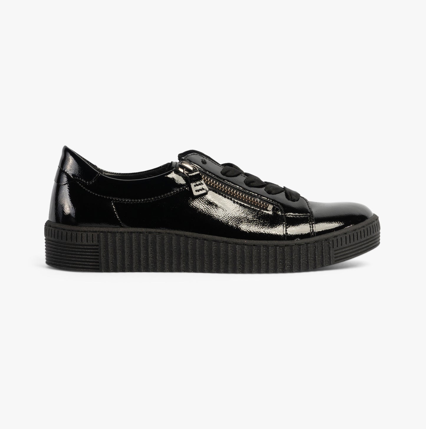 WISDOM Womens Trainers Black Patent