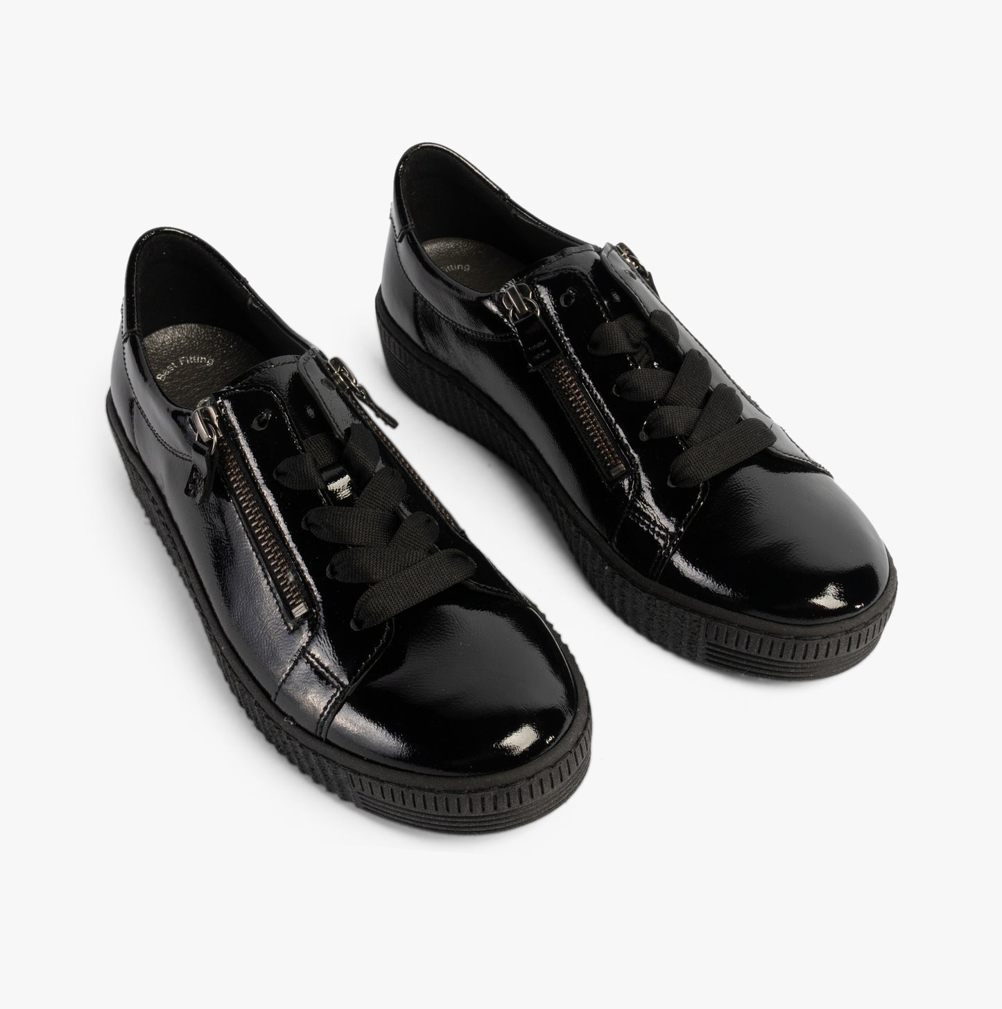 WISDOM Womens Trainers Black Patent