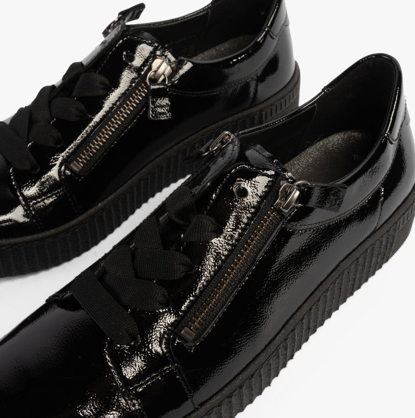 WISDOM Womens Trainers Black Patent