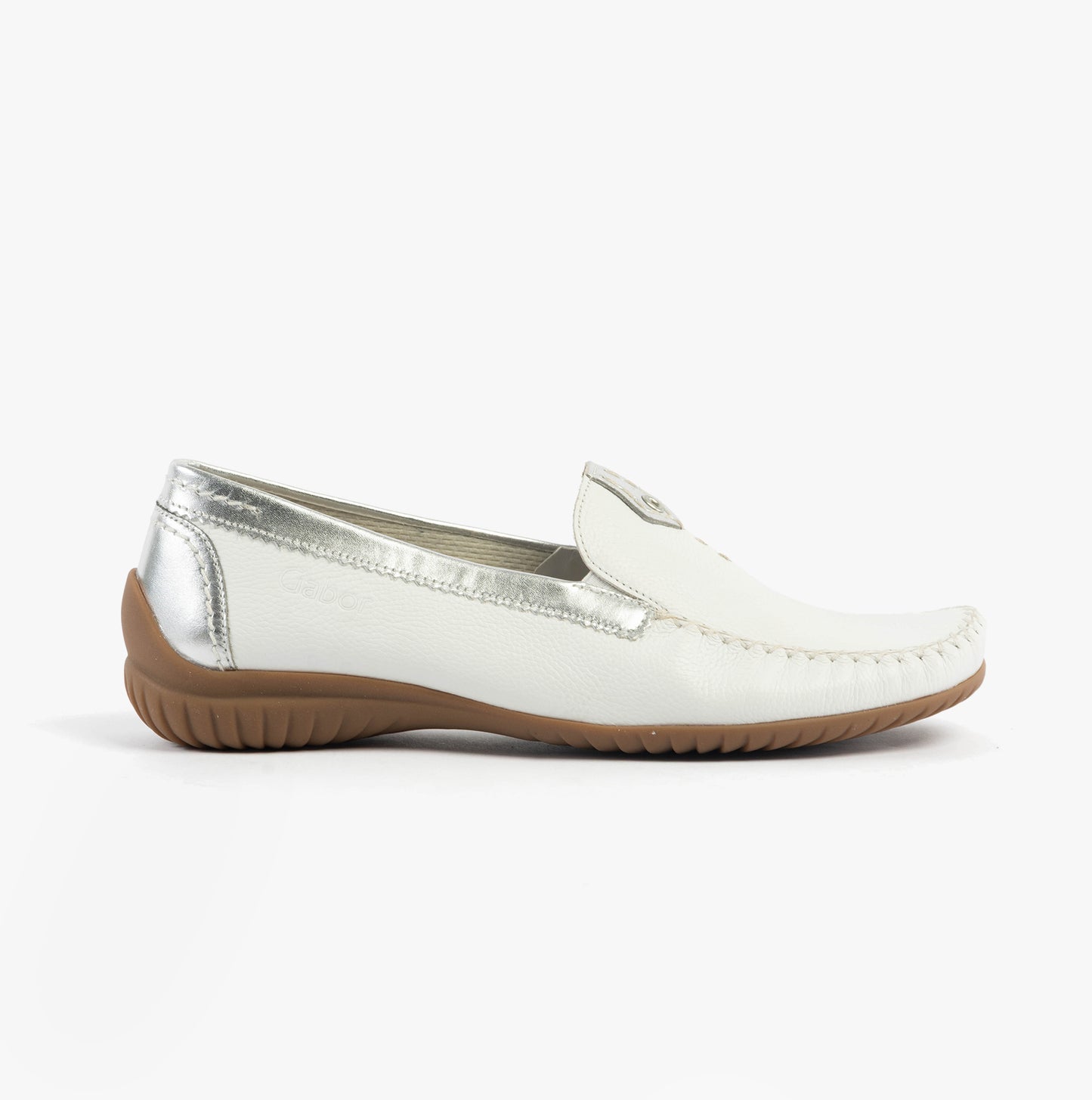 CALIFORNIA Womens Moccassins White/Silver